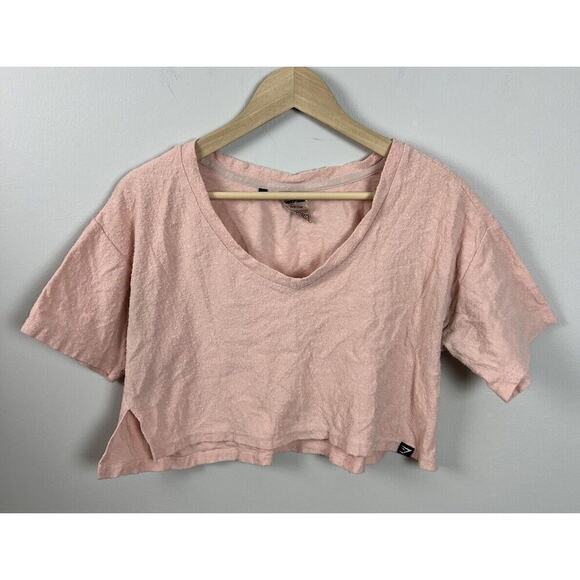 Gymshark Tops - Gymshark Towel Tee Oversized Crop Top Blush Pink Size Small Cotton Vneck Women’s